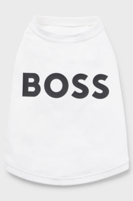 T-shirt per cane in cotone mercerizzato con logo a contrasto, Bianco