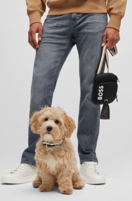 Crossbody dog-walk bag with contrast logo, Black