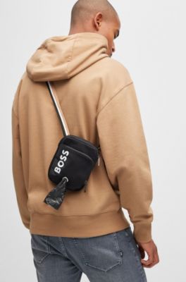 Crossbody dog-walk bag with contrast logo, Black