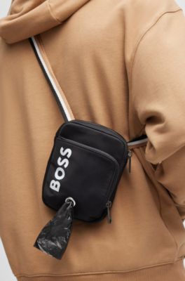 Crossbody dog-walk bag with contrast logo, Black