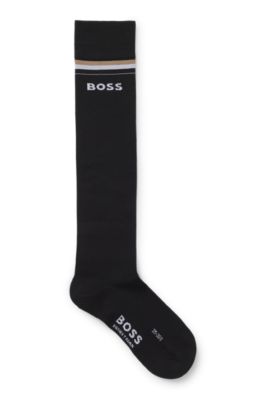 Equestrian riding socks with logo in cotton blend, Black