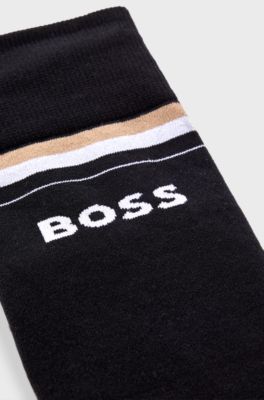 Chaussettes d&rsquo;&eacute;quitation en coton m&eacute;lang&eacute; avec logo, Noir