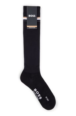 Equestrian riding socks with logo in cotton blend, Black