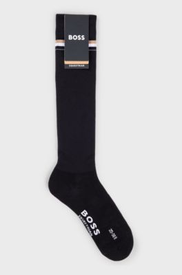 Equestrian riding socks with logo in cotton blend, Black