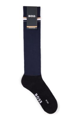 Chaussettes d&rsquo;&eacute;quitation en coton m&eacute;lang&eacute; avec logo, Bleu fonc&eacute;