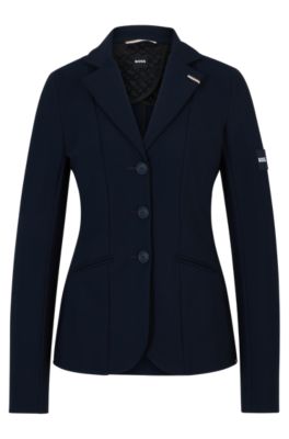 Veste de spectacle d&rsquo;&eacute;quitation avec patch logo, Bleu fonc&eacute;