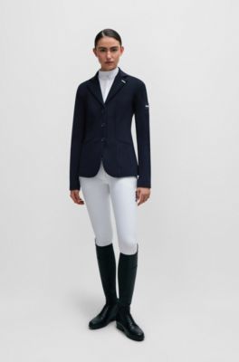 Veste de spectacle d&rsquo;&eacute;quitation avec patch logo, Bleu fonc&eacute;