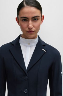 Veste de spectacle d&rsquo;&eacute;quitation avec patch logo, Bleu fonc&eacute;