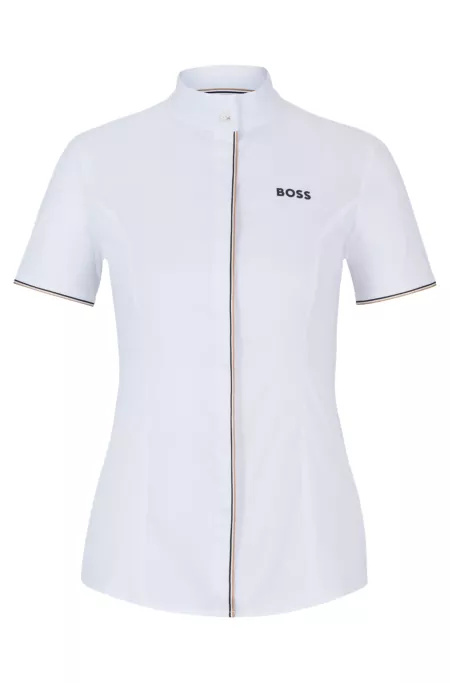 Equestrian show blouse with stretch-cotton middle