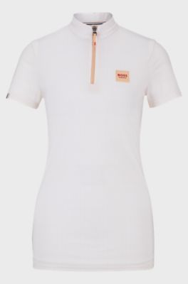 Camicia color pesca a mezze maniche da equitazione per l'allenamento, Arancio chiaro