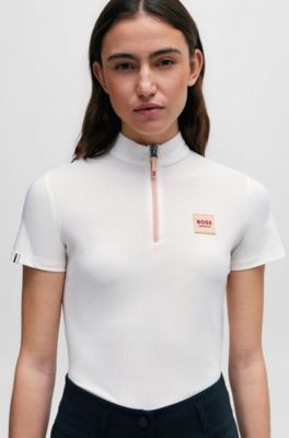Equestrian half-sleeve training shirt in peach, Light Orange