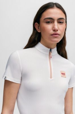 Equestrian half-sleeve training shirt in peach, Light Orange