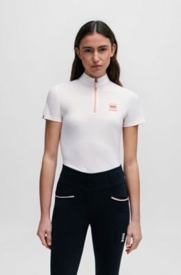 Equestrian half-sleeve training shirt in peach, Light Orange