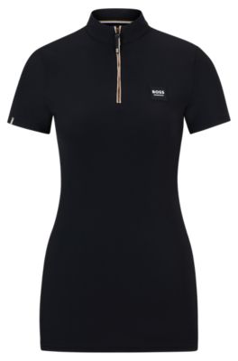 Schwarzes Reitsport-Trainingshemd mit halblangen &Auml;rmeln, Schwarz