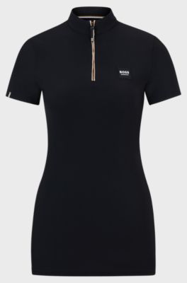 Schwarzes Reitsport-Trainingshemd mit halblangen &Auml;rmeln, Schwarz