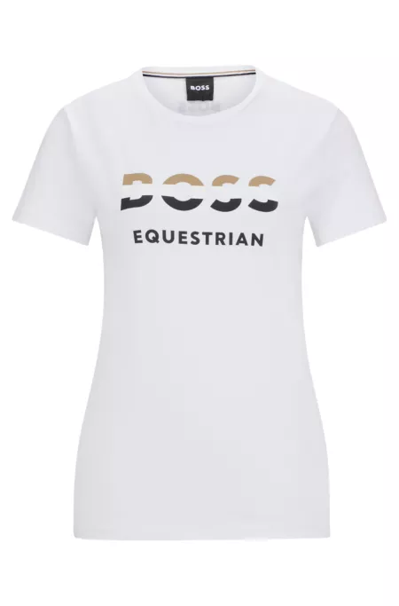 Equestrian stretch-cotton T-shirt with logo details