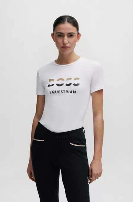 Equestrian stretch-cotton T-shirt with logo details