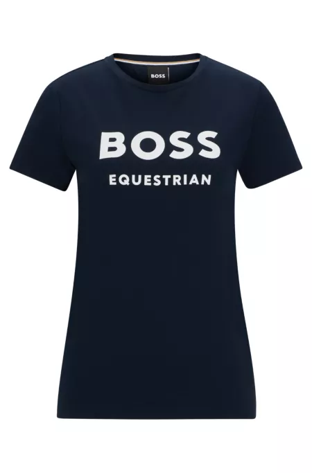 Equestrian stretch-cotton T-shirt with logo details