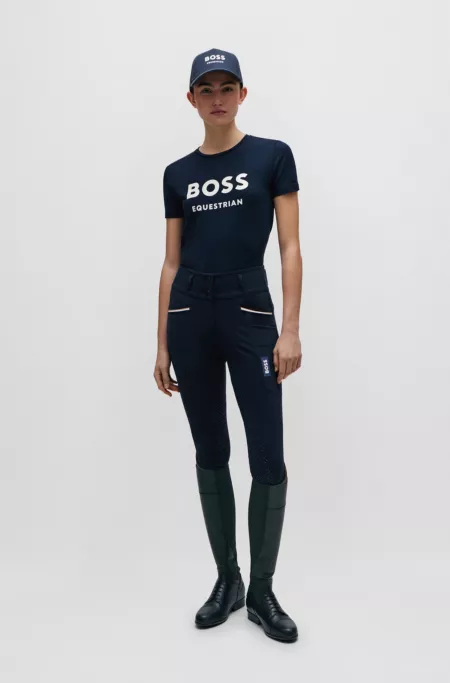 Equestrian stretch-cotton T-shirt with logo details