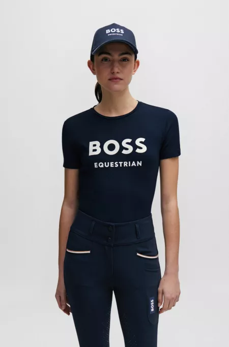 Equestrian stretch-cotton T-shirt with logo details