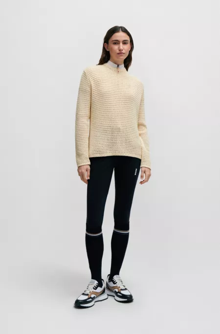 Equestrian cotton sweater with silicone logo patch