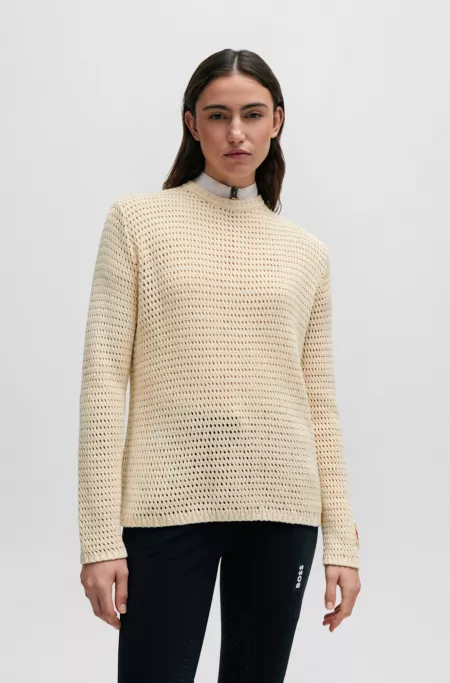 Equestrian cotton sweater with silicone logo patch