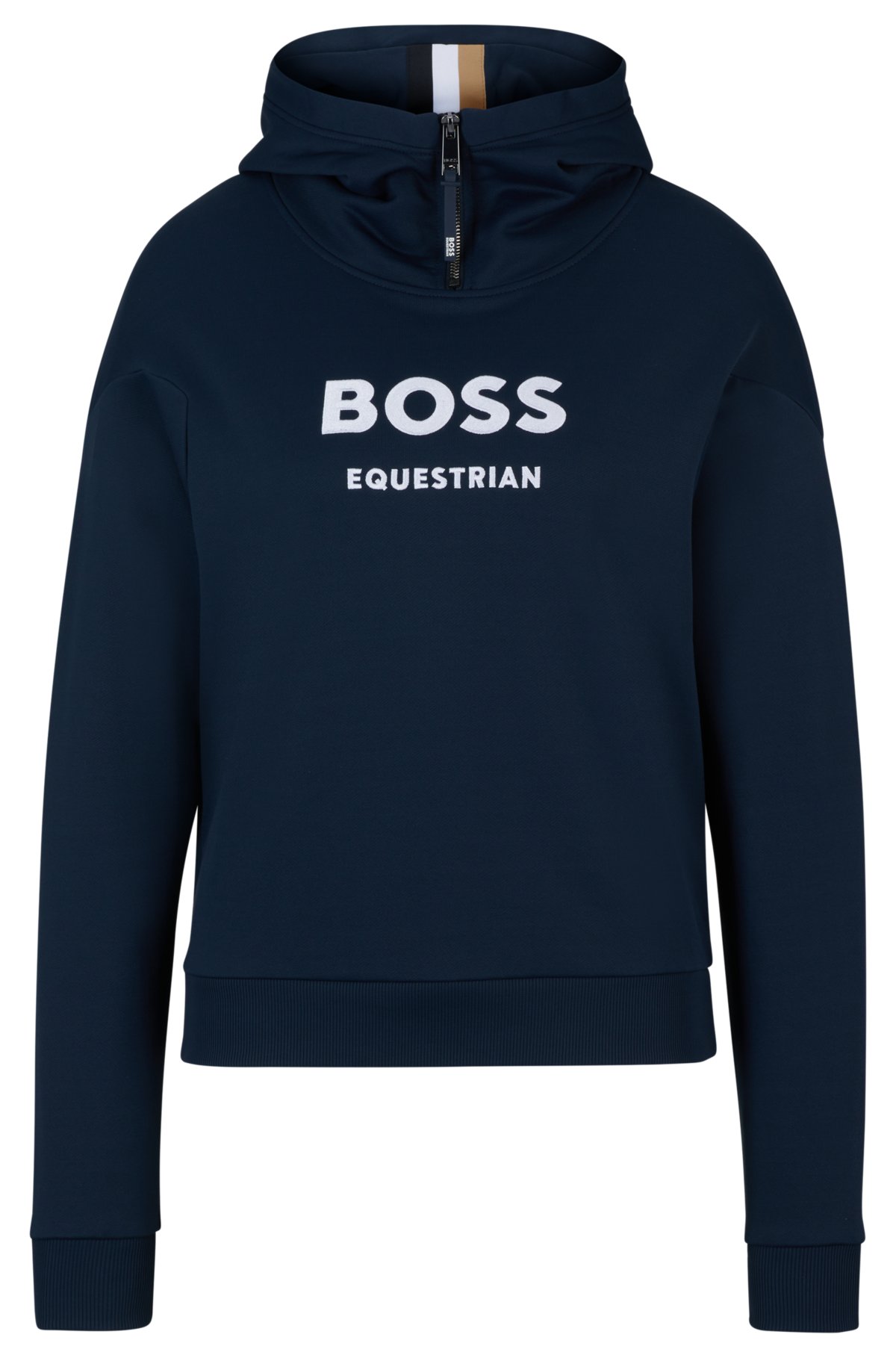 BOSS - Equestrian zip-up hoodie with silicone logo patch