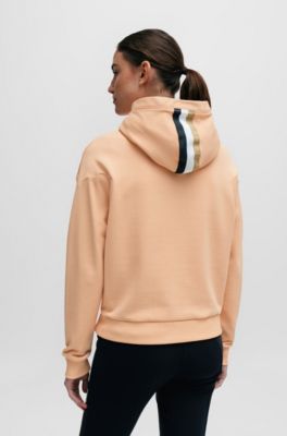 Equestrian zip-up hoodie with silicone logo patch, Light Orange