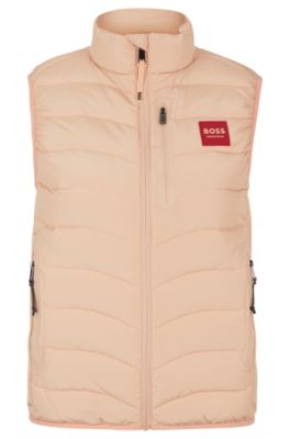 Equestrian padded gilet with silicone logo patch, Light Orange