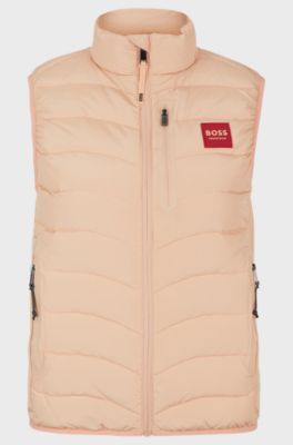 Gewatteerde bodywarmer voor ruiters met siliconen logopatch, Licht oranje