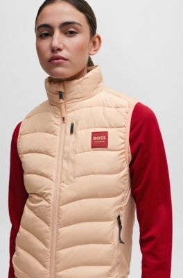 Equestrian padded gilet with silicone logo patch, Light Orange