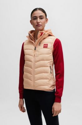Equestrian padded gilet with silicone logo patch, Light Orange