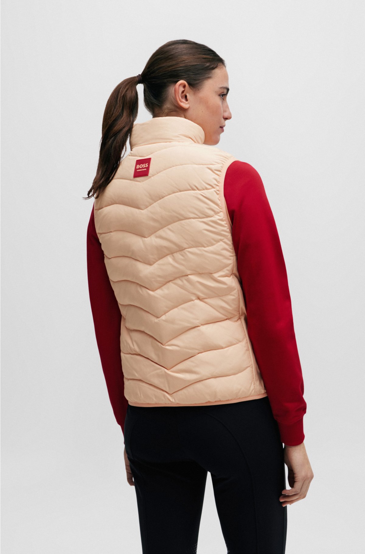 Equestrian padded gilet with silicone logo patch, Light Orange