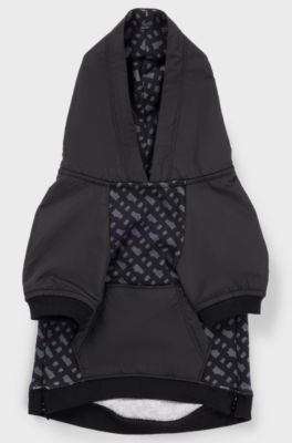 Dog hoodie with monogram pattern, Black