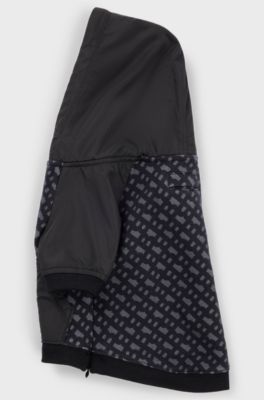 Dog hoodie with monogram pattern, Black