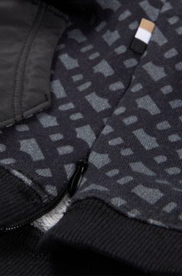 Dog hoodie with monogram pattern, Black