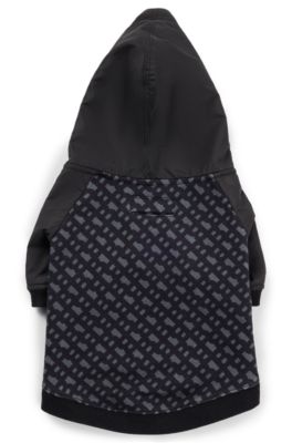 Dog hoodie with monogram pattern, Black