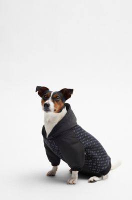 Dog hoodie with monogram pattern, Black