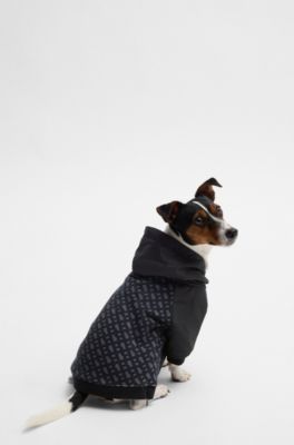 Dog hoodie with monogram pattern, Black