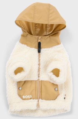 Dog fleece jacket with Double B monogram, Beige