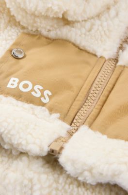 Dog fleece jacket with Double B monogram, Beige
