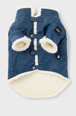 Parka per cani con logo a contrasto, Blu scuro