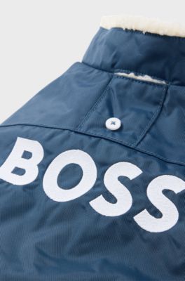 Parka per cani con logo a contrasto, Blu scuro