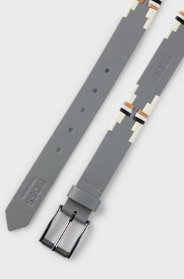 Cintura da equitazione stile polo con motivo ricamato, Grigio