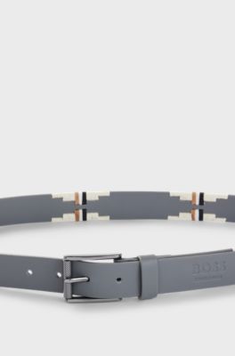 Cintura da equitazione stile polo con motivo ricamato, Grigio