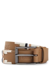 Ceinture de polo à motif brodé, Beige