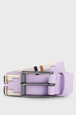 Equestrian polo belt with embroidered pattern, Light Purple