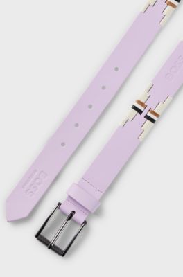 Equestrian polo belt with embroidered pattern, Light Purple