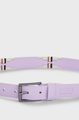 Equestrian polo belt with embroidered pattern, Light Purple