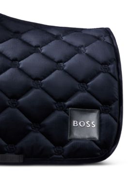 Equestrian velvet jumping saddle pad with Double B monograms, Black